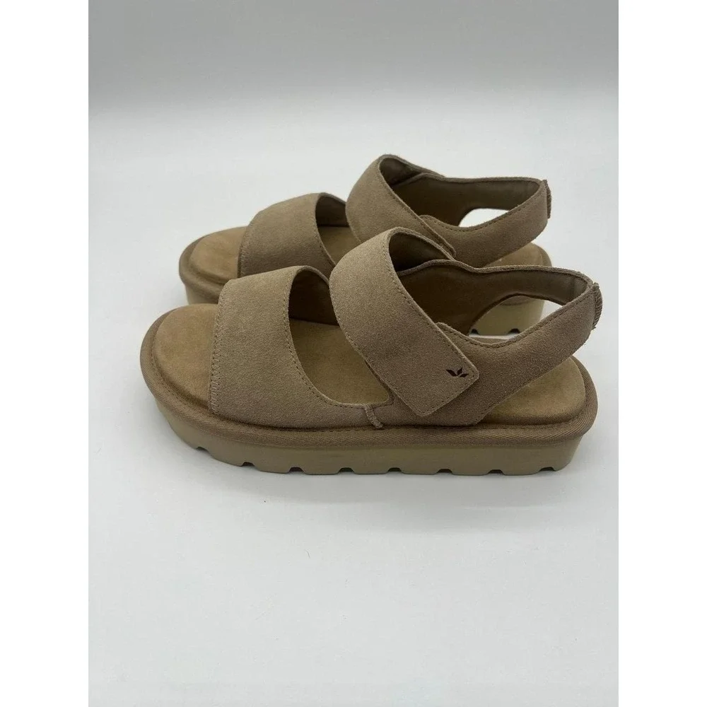 Koolaburra by UGG Fuzz-A-Glow Sand Tan Suede Platform Sandals Womens 9